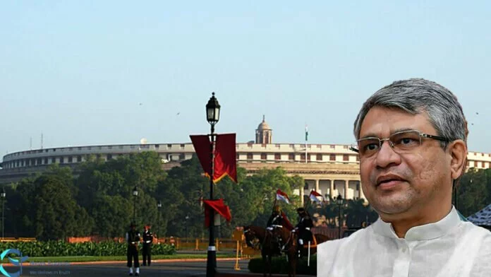 IT Minister Ashwini Vaishnaw speaks within the Lok Sabha, on the primary day of the Monsoon Session of Parliament, in New Delhi