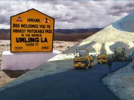 The Border Roads Organisation (BRO) has constructed the highest motorable road in the world at the height of 19,300 feet at Umlingla Pass in eastern Ladakh,