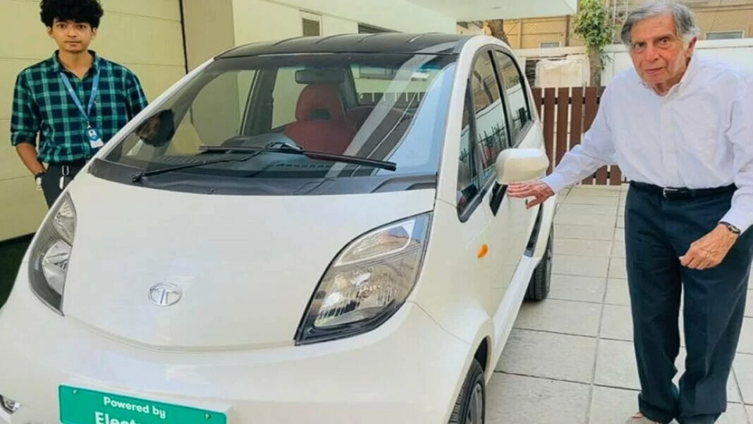 Ratan Tata rides in custom-built Nano EV on 'moment of truth'