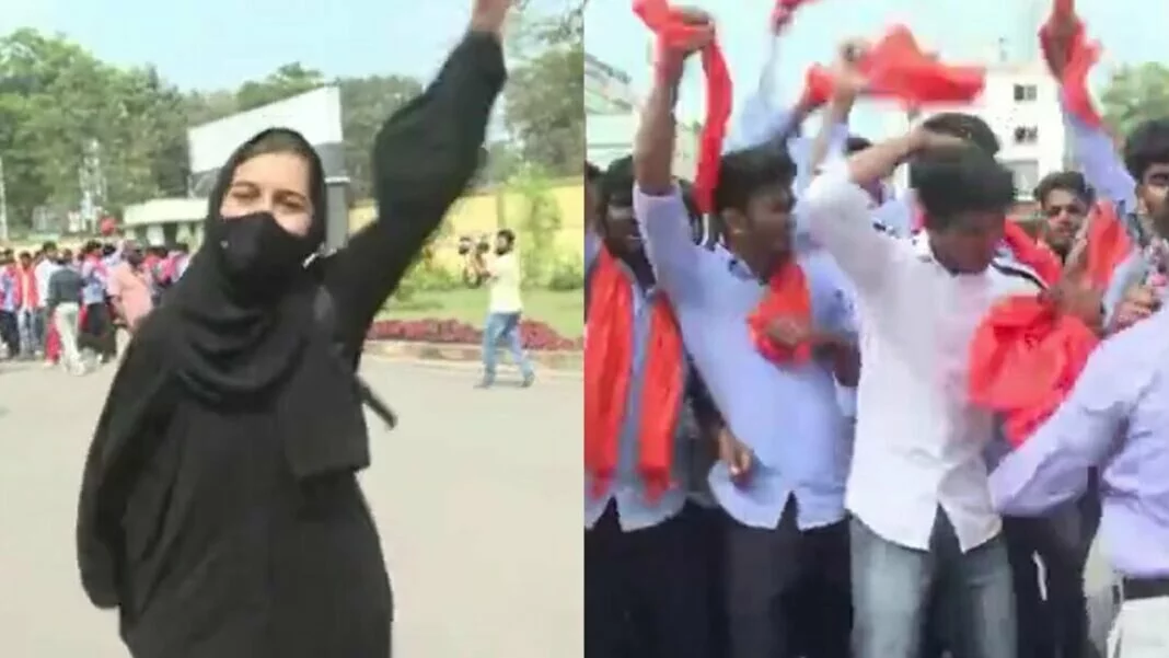 Students Protest In Karnataka Hijab Vs Saffron Scarves